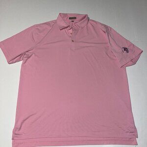 Peter Millar men's pink golf shirt polo shirt Meat Commodities logo XL